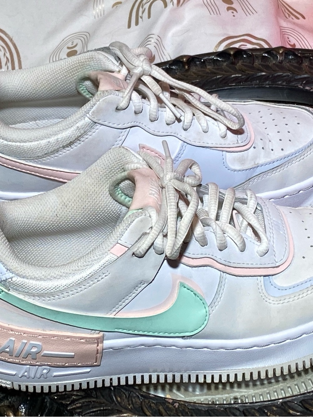 Nike Air Women’s Layered Sneakers in Mint & Pastel Pink - Picture 9 of 13